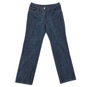 St John Caviar Womens 12 Dark Wash Straight Leg Jeans Luxury Quiet Luxury Career